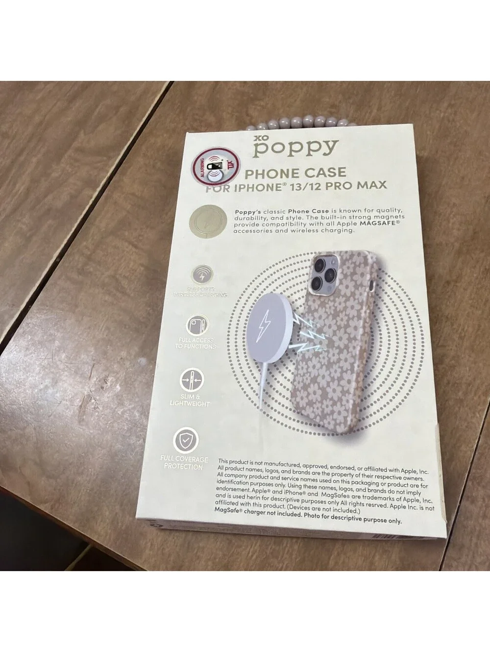 XO Poppy iPhone 13/12 Pro Max Magsafe Compatible Brown/Tan Flowers Durable Case
